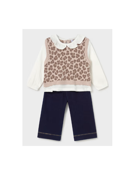 Ensemble pantalon et blouse avec gilet bébé - Mayoral