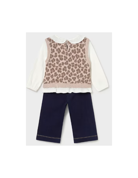 Ensemble pantalon et blouse avec gilet bébé - Mayoral
