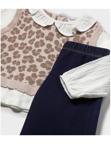 Ensemble pantalon et blouse avec gilet bébé - Mayoral