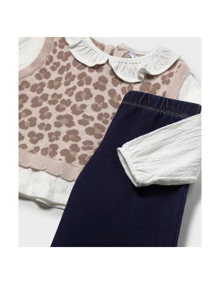 Ensemble pantalon et blouse avec gilet bébé - Mayoral