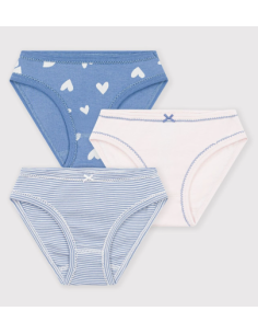 Lot de 3 culottes coeur bleu - Petit Bateau