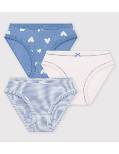 Lot de 3 culottes coeur bleu - Petit Bateau