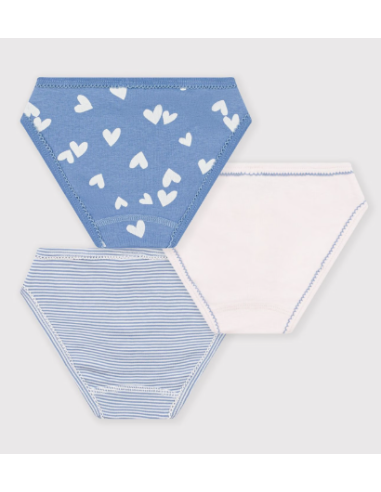 Lot de 3 culottes coeur bleu - Petit Bateau