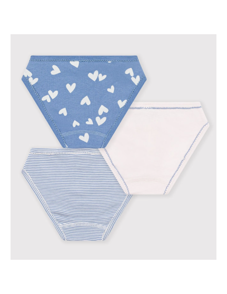 Lot de 3 culottes coeur bleu - Petit Bateau