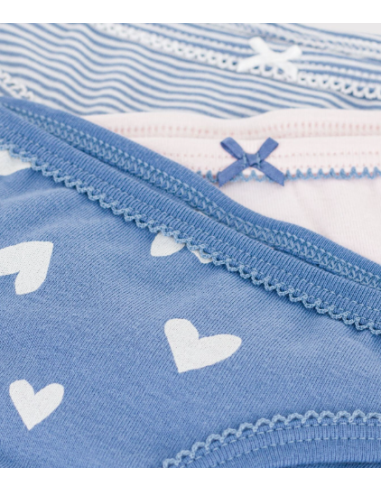 Lot de 3 culottes coeur bleu - Petit Bateau