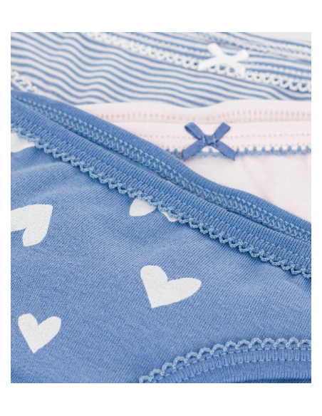 Lot de 3 culottes coeur bleu - Petit Bateau