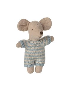 Bébé souris Maileg en couffin | Souris bébé avec combinaison tricotée 2