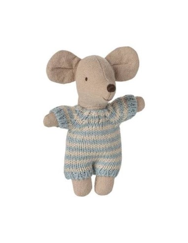 Bébé souris Maileg en couffin | Souris bébé avec combinaison tricotée