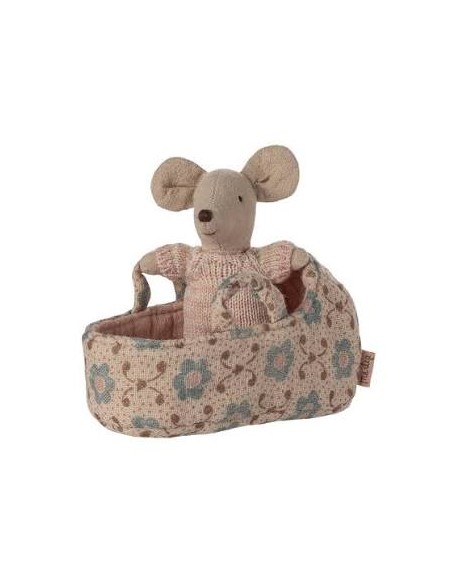 Bébé souris et couffin rose Maileg | Souris bébé dès 3 ans