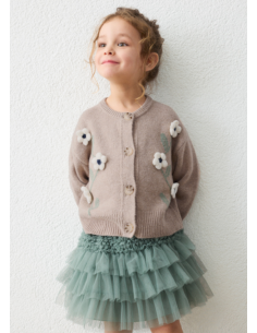 Cardigan tricot fleurs beige - Mayoral 4323-87