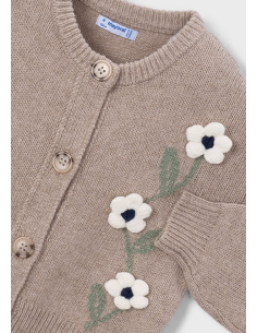 Cardigan tricot fleurs beige - Mayoral 4323-87 2