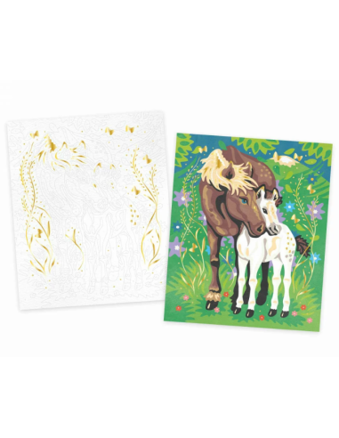 Peinture au numéro aquarelle chevaux - Janod