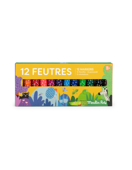 12 gros feutres pointes coniques Les Toupitis - Moulin Roty 679607