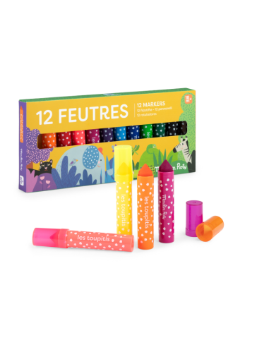 12 gros feutres pointes coniques Les Toupitis - Moulin Roty