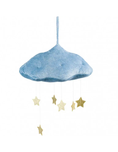 Mobile nuage bleu étoiles argentées - Picca Loulou