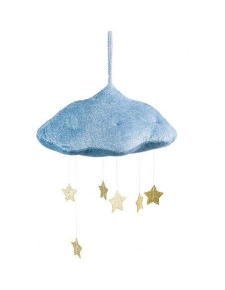 Mobile nuage bleu étoiles argentées - Picca Loulou
