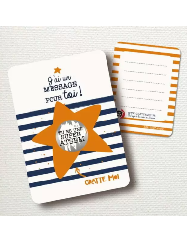 Carte à gratter "Tu es une super ATSEM" - Gratte moi