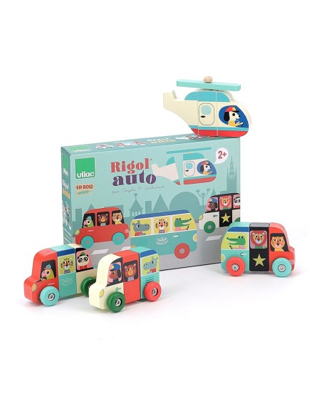 Rigol’auto Vilac – 4 véhicules aimantés à recomposer pour enfant dès 2 ans
