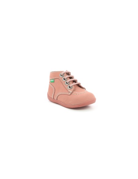 Chaussures Bébé Kickers Bonzip Rose – Bottillons en cuir confortables