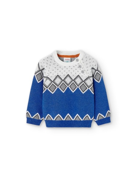 Pull effet losange bleu bebe garçon 9 mois - Boboli