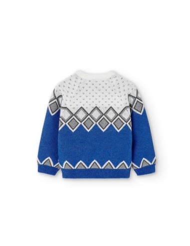 Pull effet losange bleu bebe garçon 9 mois - Boboli