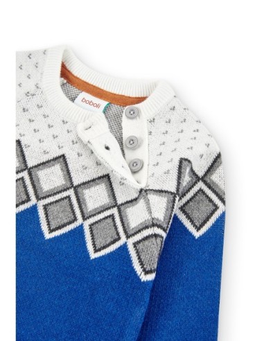 Pull effet losange bleu bebe garçon 9 mois - Boboli