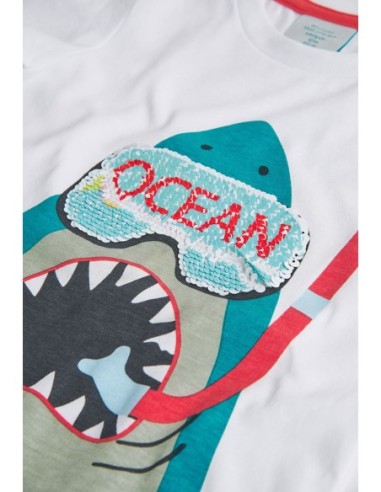 T shirt requin sequin  6 mois - Boboli
