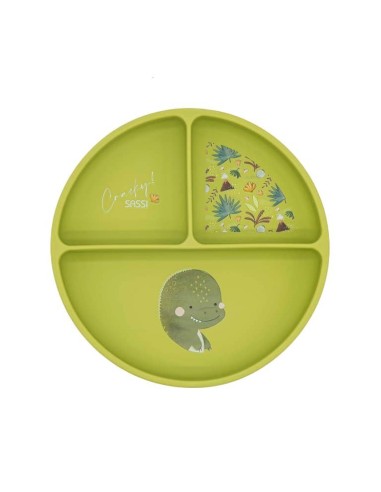 Assiette en silicone a ventouse dinosaure - Sassi