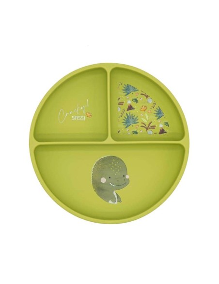 Assiette en silicone a ventouse dinosaure - Sassi