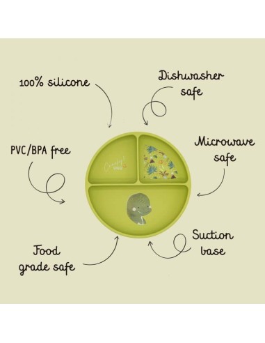 Assiette en silicone a ventouse dinosaure - Sassi