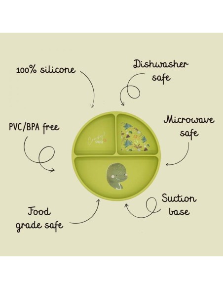 Assiette en silicone a ventouse dinosaure - Sassi