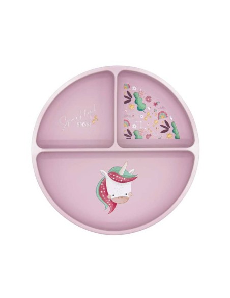 Assiette a ventouse en silicone licorne - Sassi