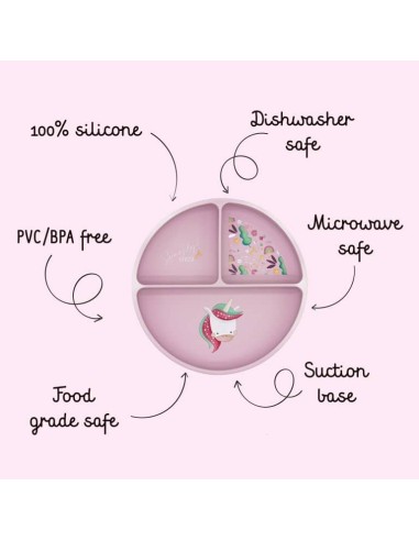 Assiette a ventouse en silicone licorne - Sassi
