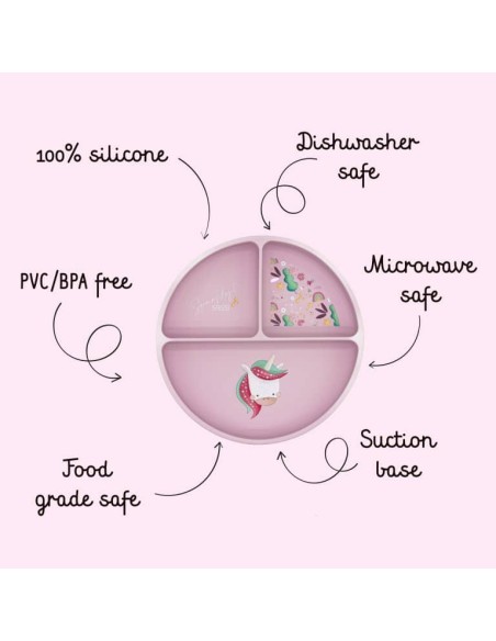 Assiette a ventouse en silicone licorne - Sassi