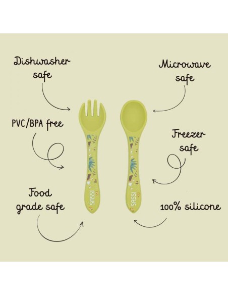 Couvert en silicone dinosaure - Sassi