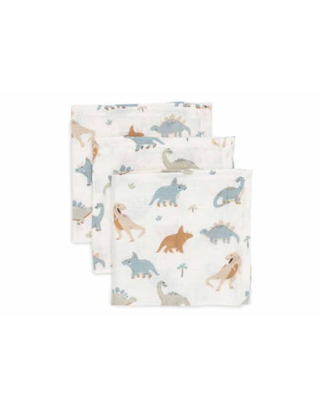 Serviette gaze de coton dino 31 x31 cm - Jollein