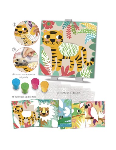 Pochoirs motifs couleur de la jungle - Crea lign'